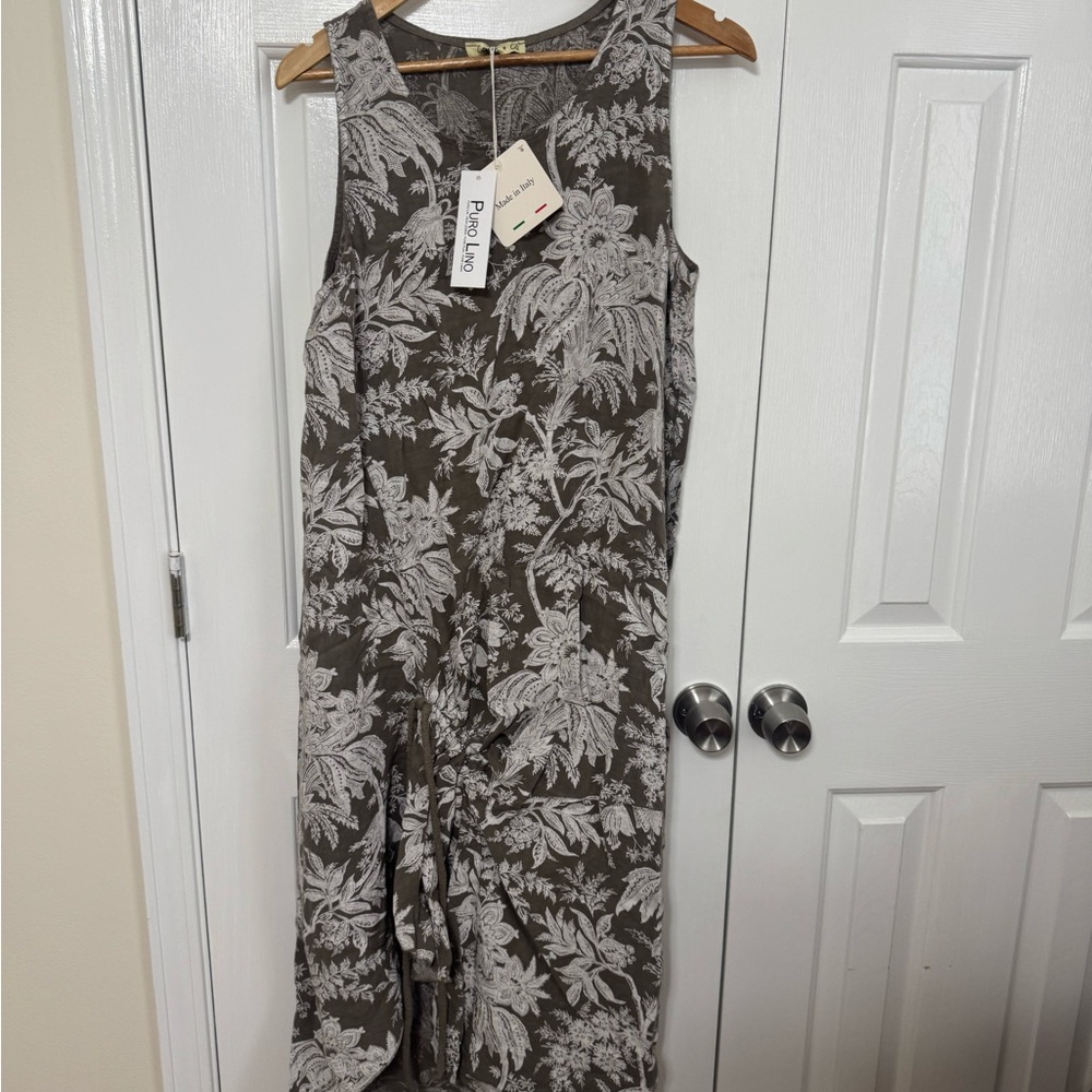 Puro Lino Elegant Floral Blouse 100% Linen